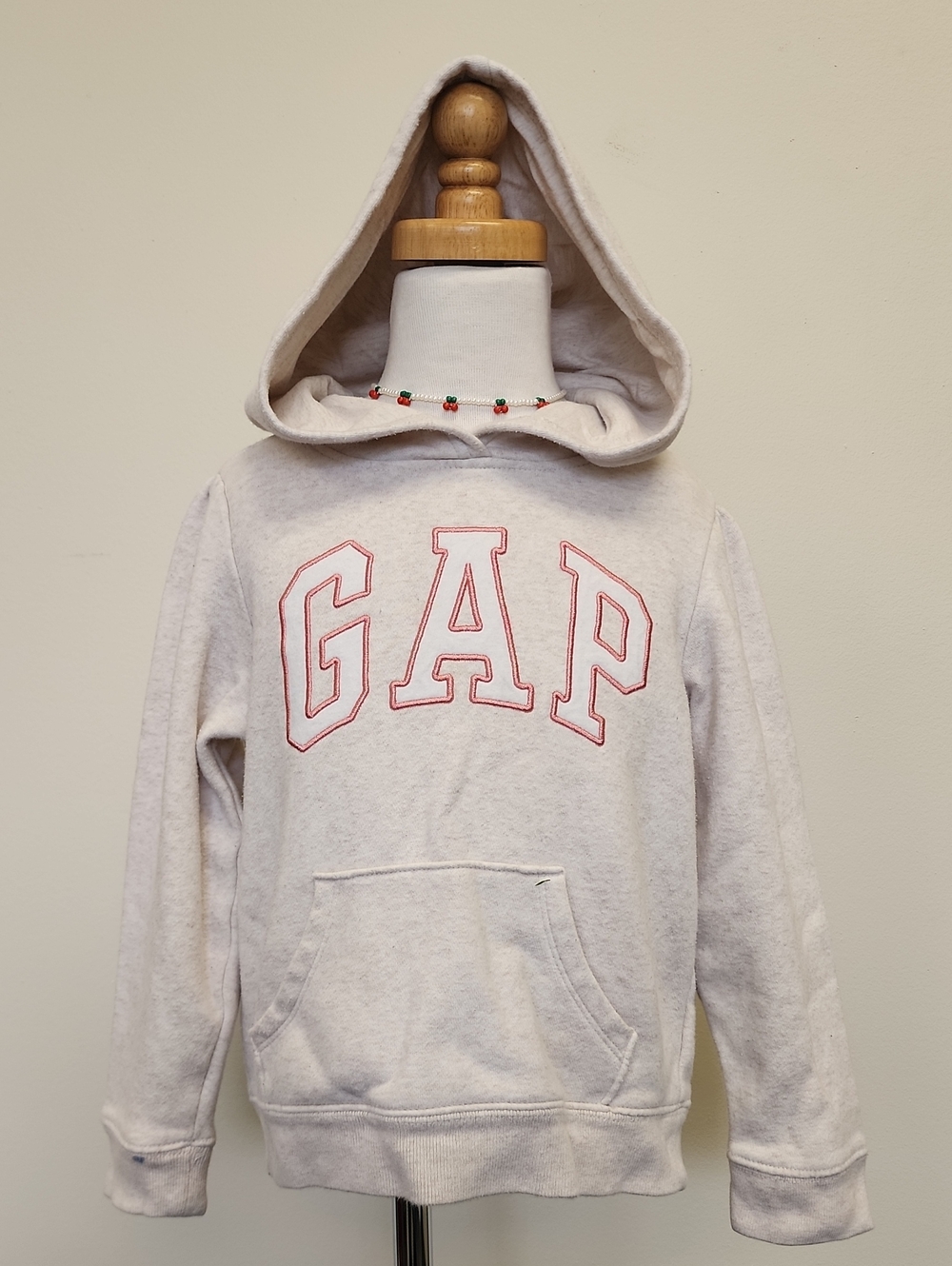 Gap Girls Logo Pullover Hoodie Gray Pink Size 5T